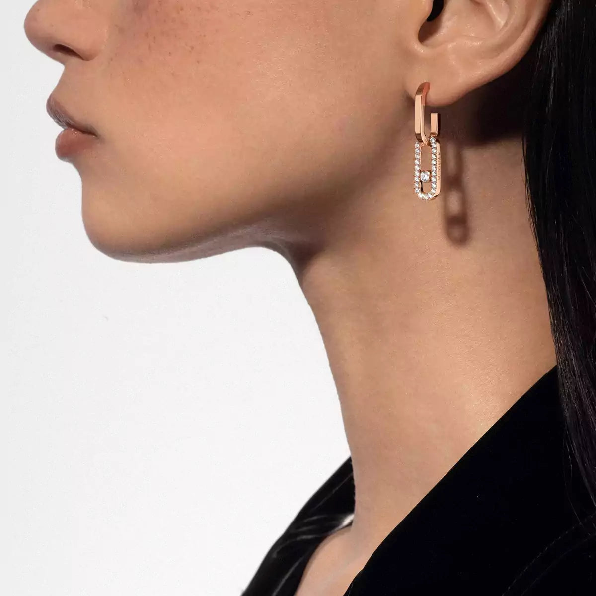 [ Moco ]Move Link Diamond Earrings