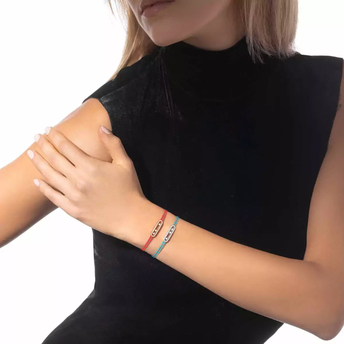 [ Moco ]Messika Care(s) pink cord pavé bracelet