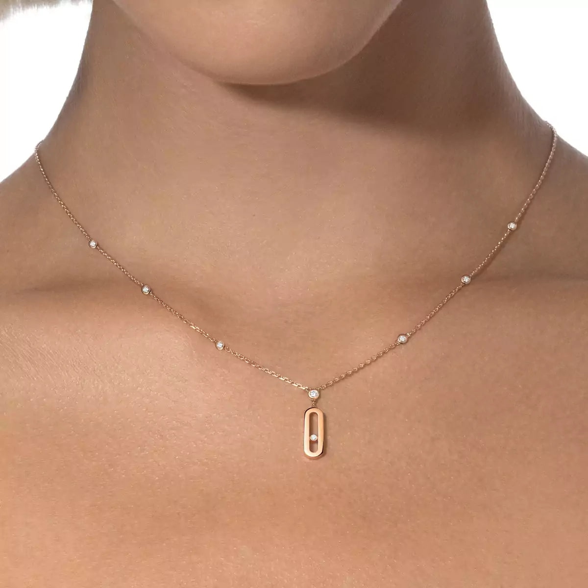 [ Moco ] Move Uno Gold Diamond Long Necklace