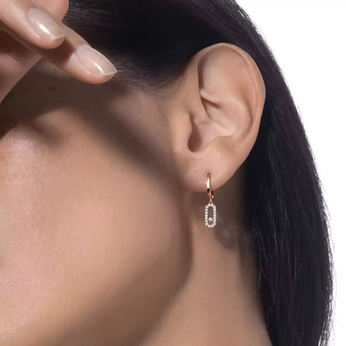 [ Moco ]Move Uno Single Diamond Hoop Earring