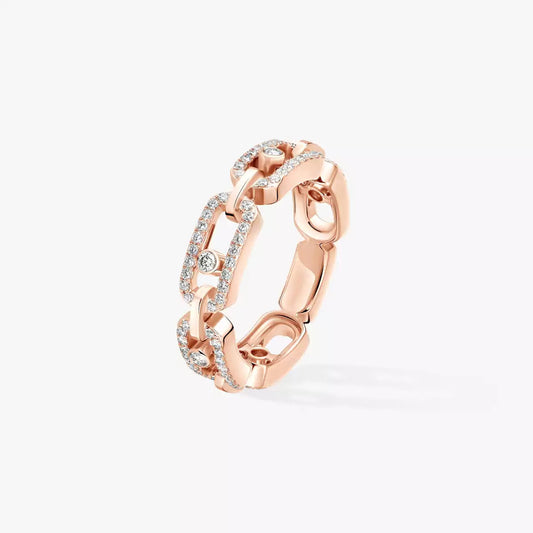 [ Moco ]Move Link Pave_-Set Diamond Ring in Gold