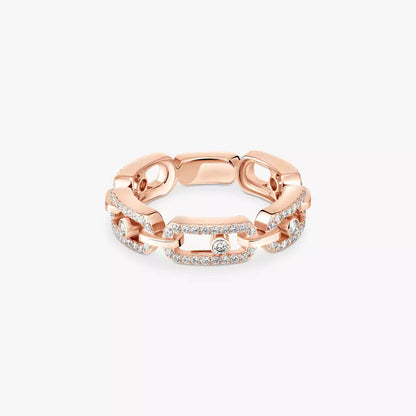 [ Moco ]Move Link Pave_-Set Diamond Ring in Gold