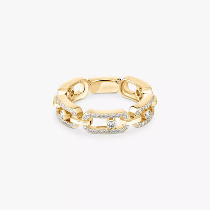 [ Moco ]Move Link Pave_-Set Diamond Ring in Gold