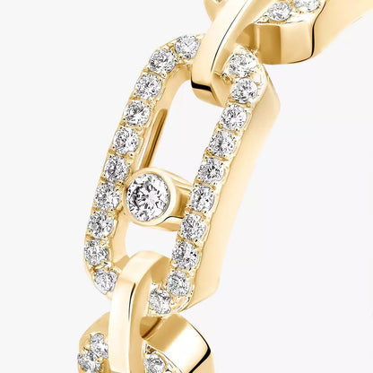 [ Moco ]Move Link Pave_-Set Diamond Ring in Gold