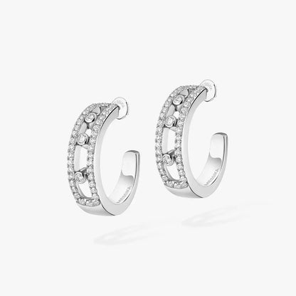 [ Moco ]Diamond Pave_ Hoop Earrings Move