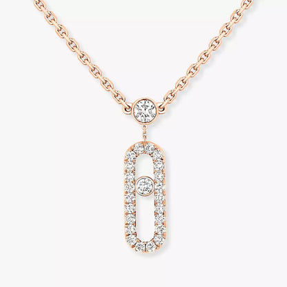 [ Moco ]2 Rows Rose Gold Diamond Pave_ Necklace Move Uno