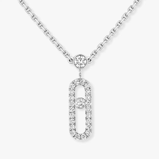 [ Moco ]2 Rows Rose Gold Diamond Pave_ Necklace Move Uno