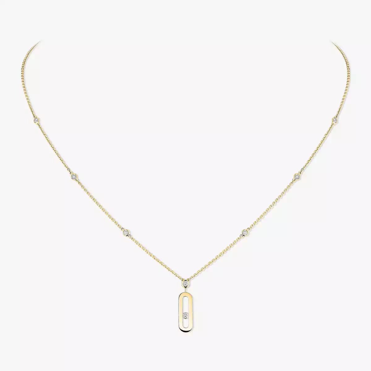 [ Moco ] Move Uno Gold Diamond Long Necklace