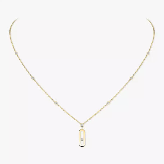 [ Moco ] Move Uno Gold Diamond Long Necklace