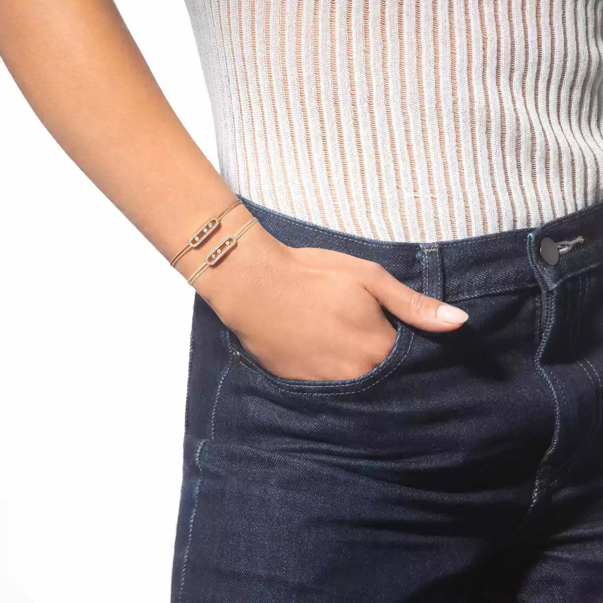 [ Moco ]Messika Care(s) pink cord pavé bracelet
