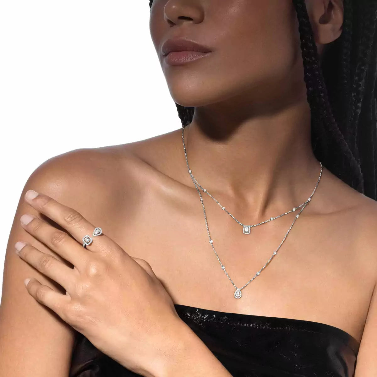 [ Moco ]Diamond Necklace My Twin 2 Rows