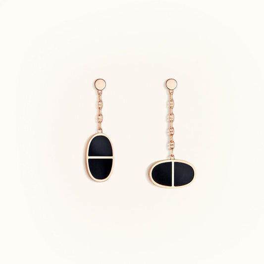 ¡®Moco¡¯CHAINE VERSO BLACK CERAMIC EARRINGS