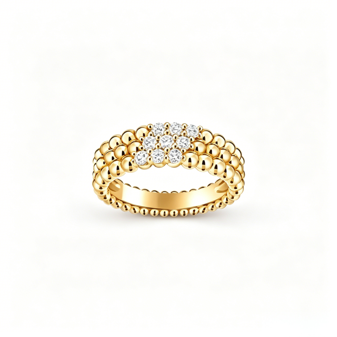 [Moco ] THREE-ROW DIAMOND RING
