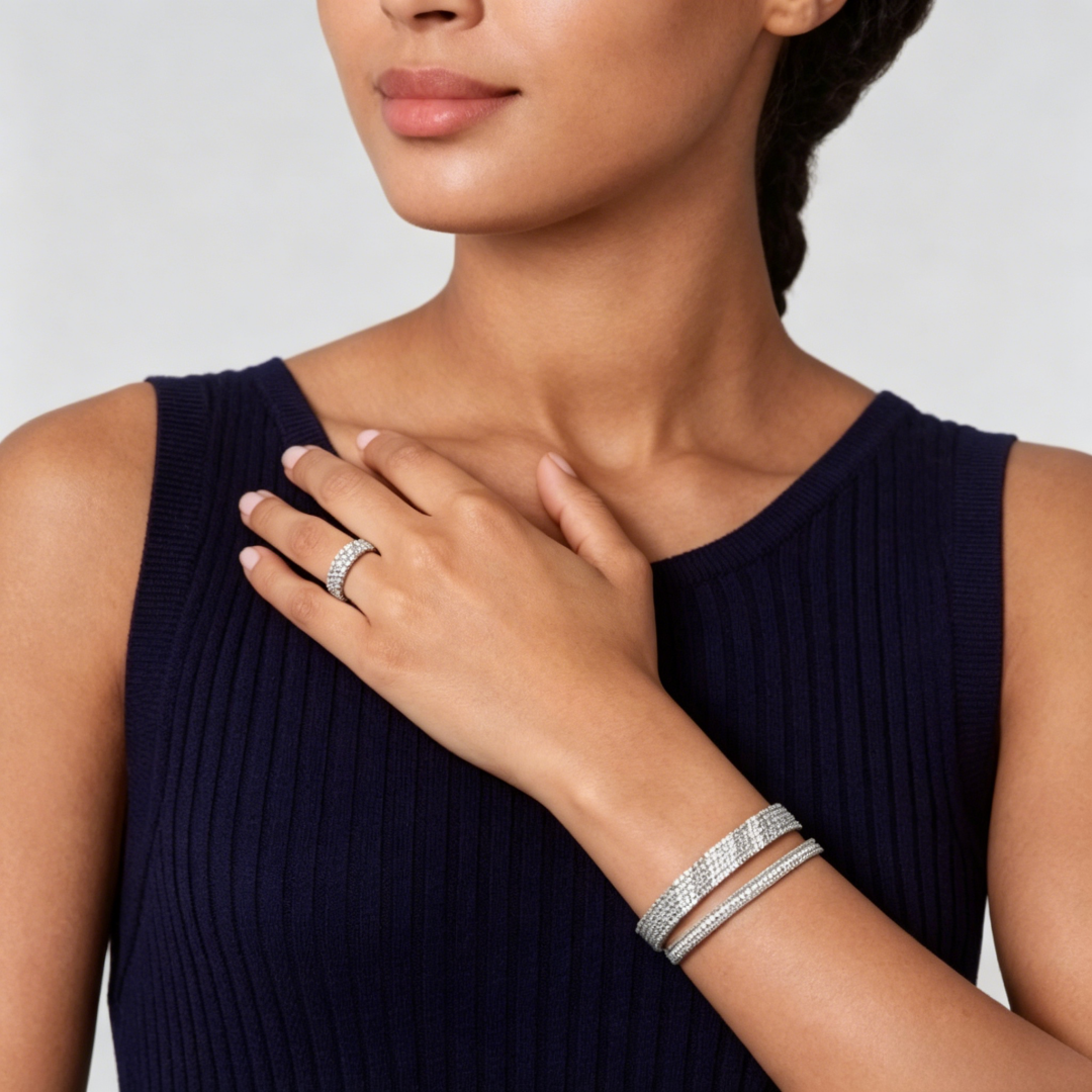 [Moco ] THREE-ROW DIAMOND RING