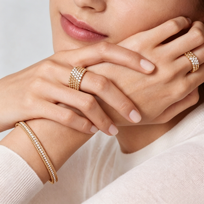 [Moco ] THREE-ROW DIAMOND RING
