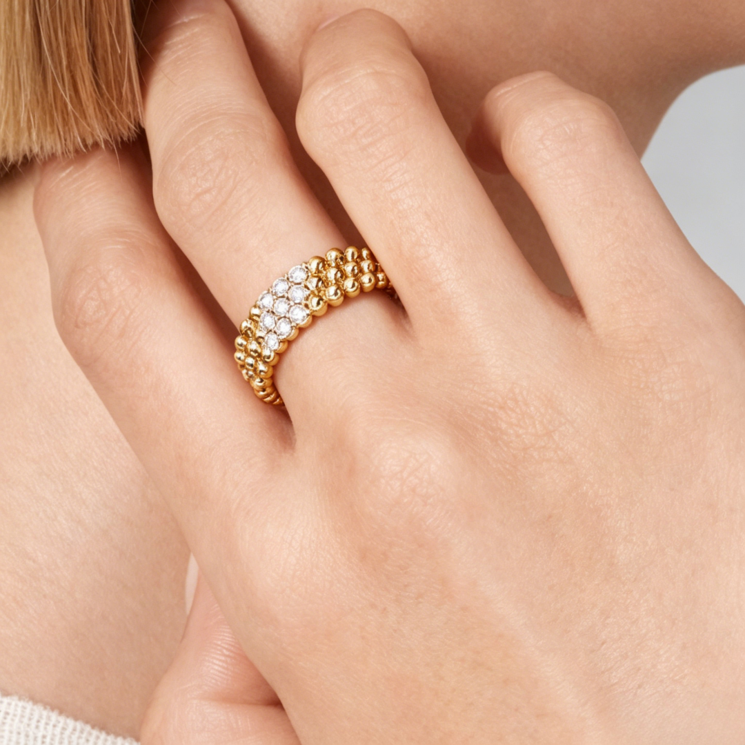 [Moco ] THREE-ROW DIAMOND RING
