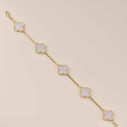 [Moco]New CLOVER WHITE PEARL MOP 5 MOTIF BRACELET COLLECTION