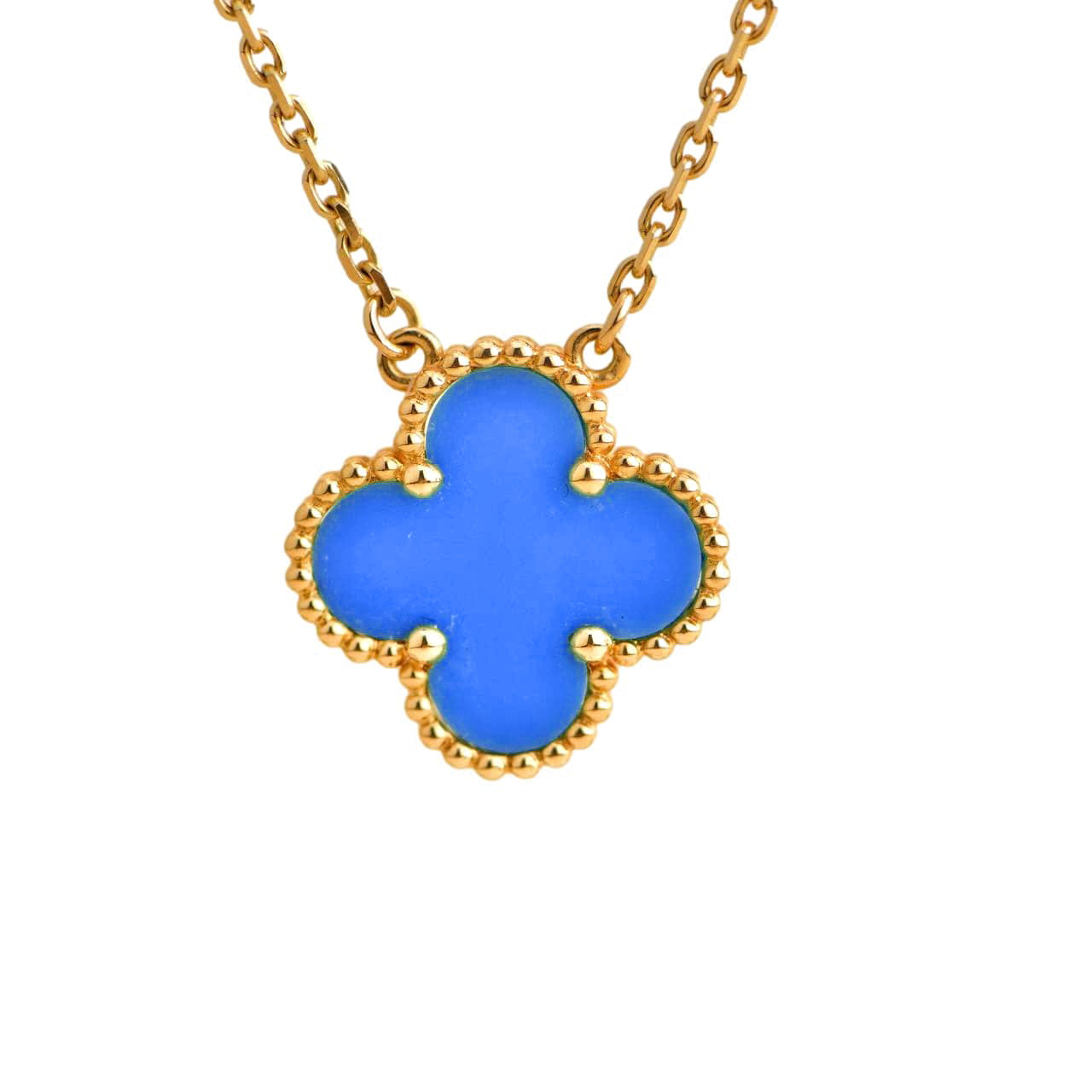 ¡®Moco¡¯CLOVER 15MM BLUE AGATE NECKLACE