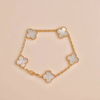 [Moco]New CLOVER WHITE PEARL MOP 5 MOTIF BRACELET COLLECTION