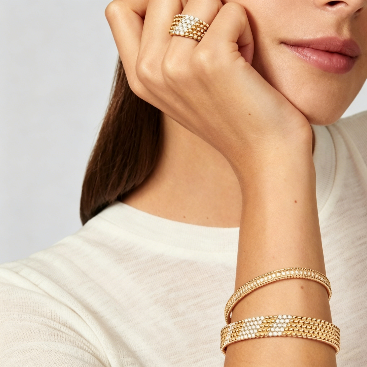 [Moco ]  FIVE-ROW DIAMOND BRACELET