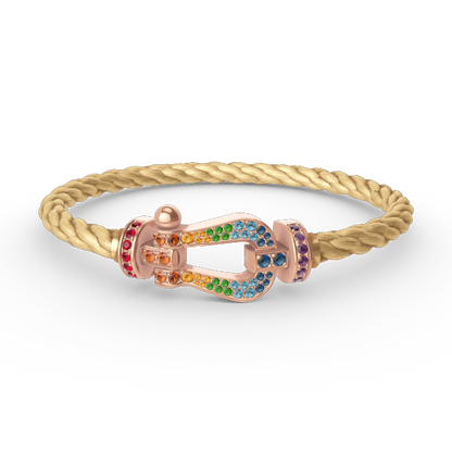 ¡®Moco¡¯FORCE LARGE HORSESHOE  COLORED DIAMOND BRACELET ROSE GOLD