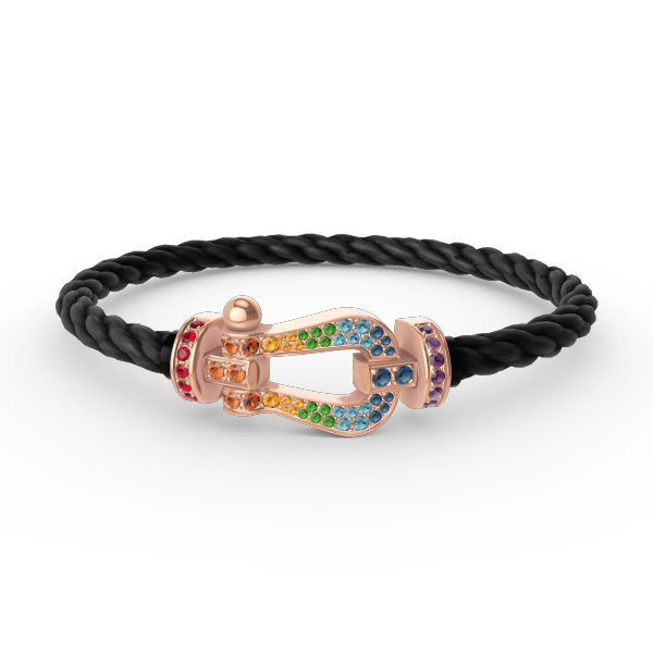 ¡®Moco¡¯FORCE LARGE HORSESHOE  COLORED DIAMOND BRACELET ROSE GOLD