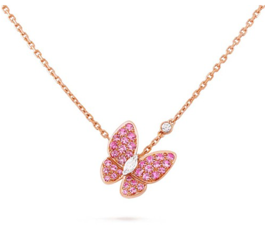 ¡®Moco¡¯BUTTERFLY RED DIAMOND ROSE GOLD NECKLACE