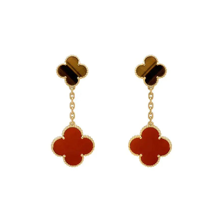 ¡®Moco¡¯CLOVER  2 MOTIF  TIGER EYE CARNELIAN EARRINGS