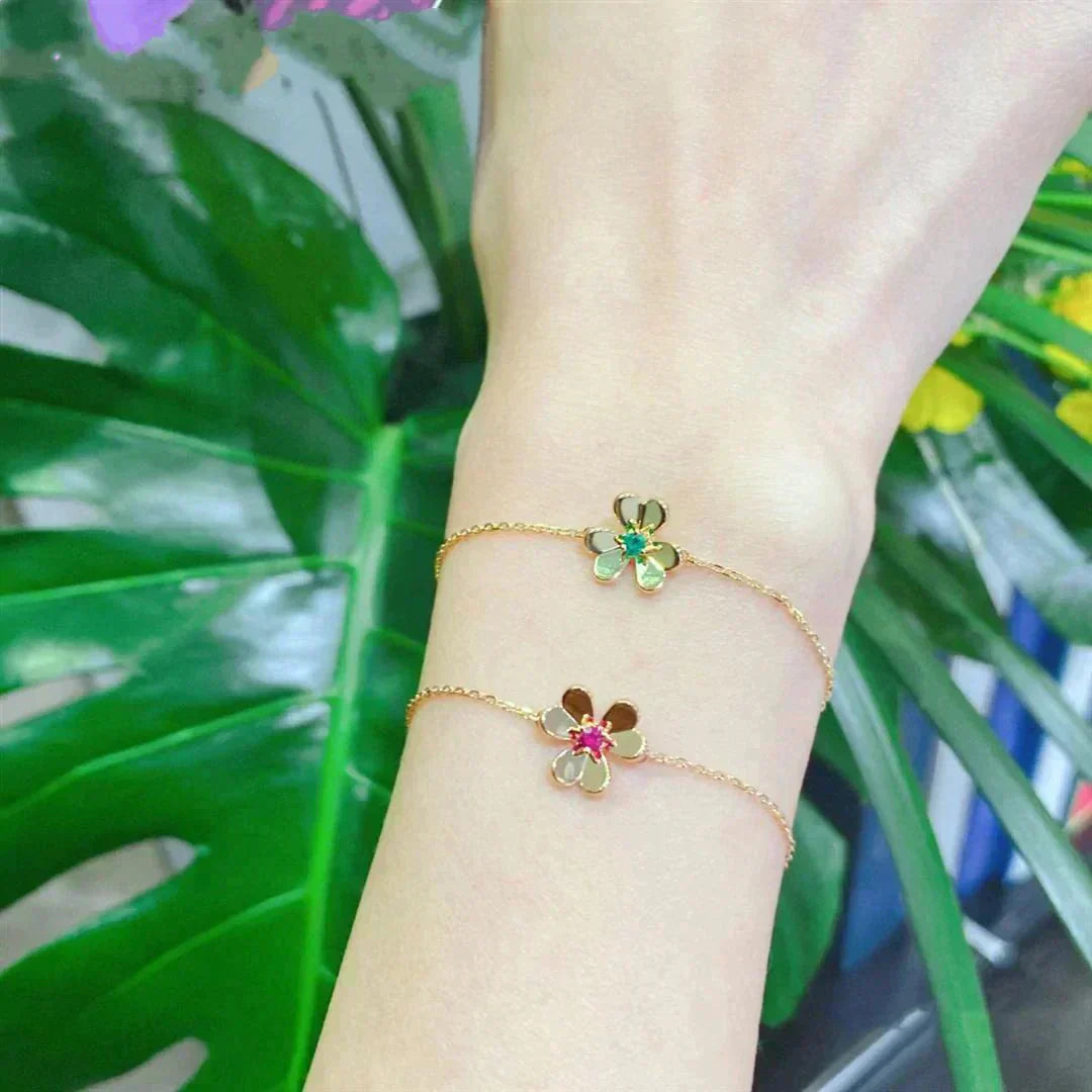 ¡®Moco¡¯FRIVOLE GOLD FLOWER PINK MALACHITE BRACELET