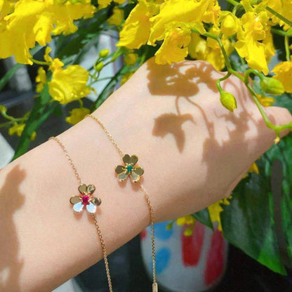 ¡®Moco¡¯FRIVOLE GOLD FLOWER PINK MALACHITE BRACELET