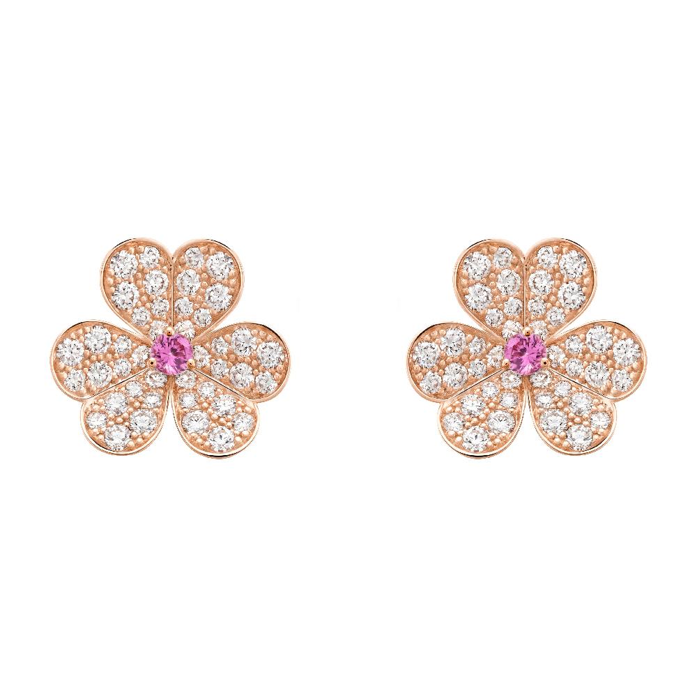 ¡®Moco¡¯FRIVOLE PINK GOLD FLOWER DIAMOND EARRINGS
