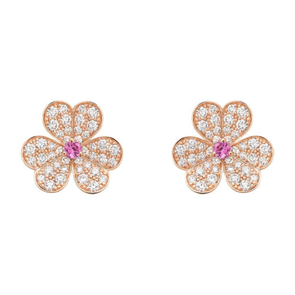 ¡®Moco¡¯FRIVOLE PINK GOLD FLOWER DIAMOND EARRINGS