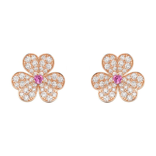 ¡®Moco¡¯FRIVOLE PINK GOLD FLOWER DIAMOND EARRINGS