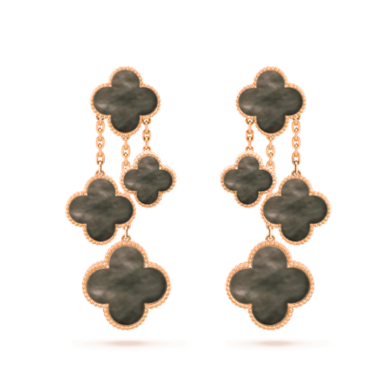 ¡®Moco¡¯CLOVER EARRINGS DARK MOP 4 MOTIFS ROSE GOLD
