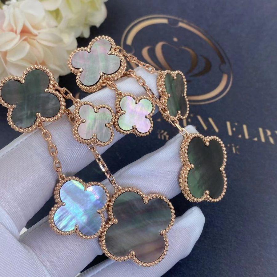 ¡®Moco¡¯CLOVER EARRINGS DARK MOP 4 MOTIFS ROSE GOLD