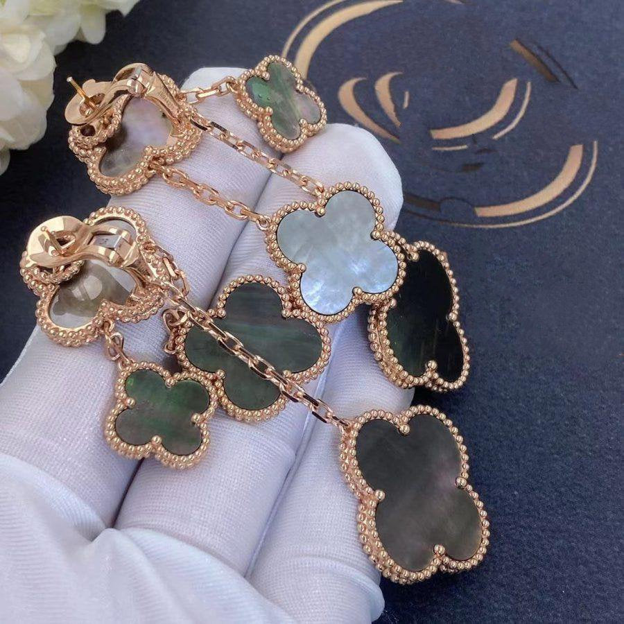 ¡®Moco¡¯CLOVER EARRINGS DARK MOP 4 MOTIFS ROSE GOLD