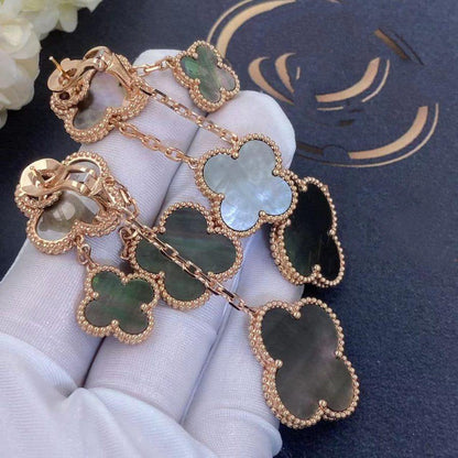 ¡®Moco¡¯CLOVER EARRINGS DARK MOP 4 MOTIFS ROSE GOLD