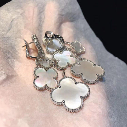 ¡®Moco¡¯CLOVER EARRINGS WHITE MOP 4 MOTIFS SILVER