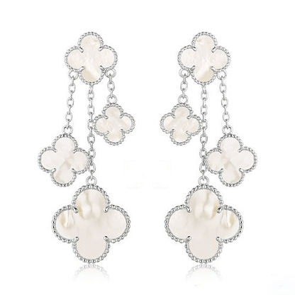 ¡®Moco¡¯CLOVER EARRINGS WHITE MOP 4 MOTIFS SILVER