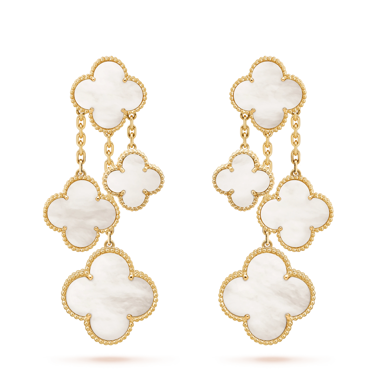 ¡®Moco¡¯CLOVER EARRINGS WHITE MOP 4 MOTIFS GOLD