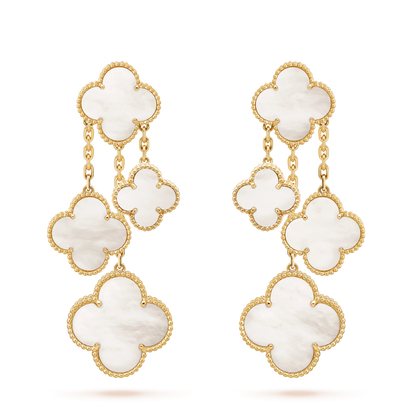 ¡®Moco¡¯CLOVER EARRINGS WHITE MOP 4 MOTIFS GOLD