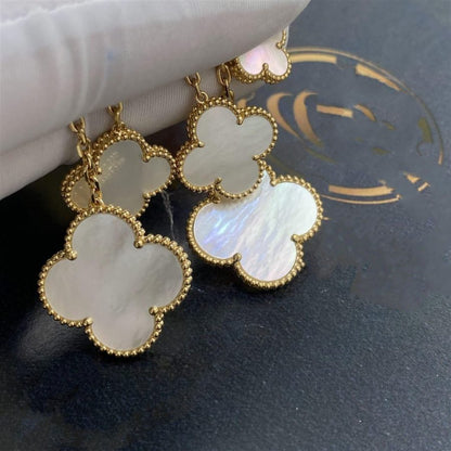 ¡®Moco¡¯CLOVER EARRINGS WHITE MOP 4 MOTIFS GOLD
