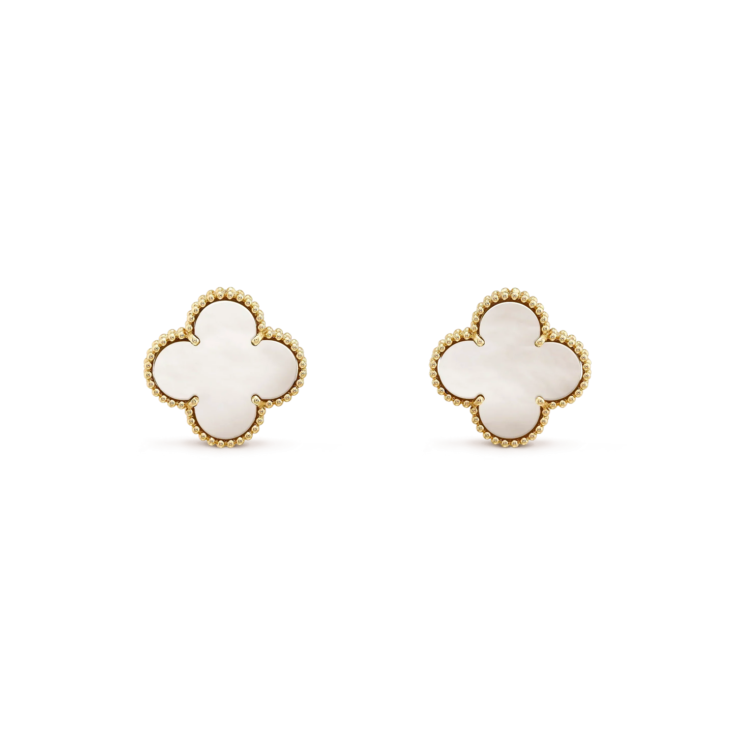 ¡®Moco¡¯CLOVER MEDIUM 1 MOTIFS  WHITE MOP STUD EARRINGS