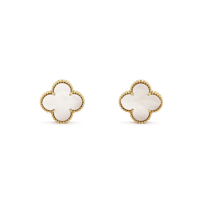 ¡®Moco¡¯CLOVER MEDIUM 1 MOTIFS  WHITE MOP STUD EARRINGS