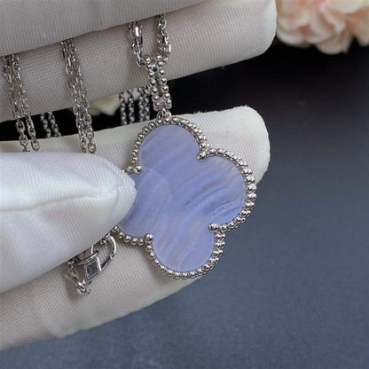 ¡®Moco¡¯CLOVER SILVER CHALCEDONY BIG CLOVER NECKLACE
