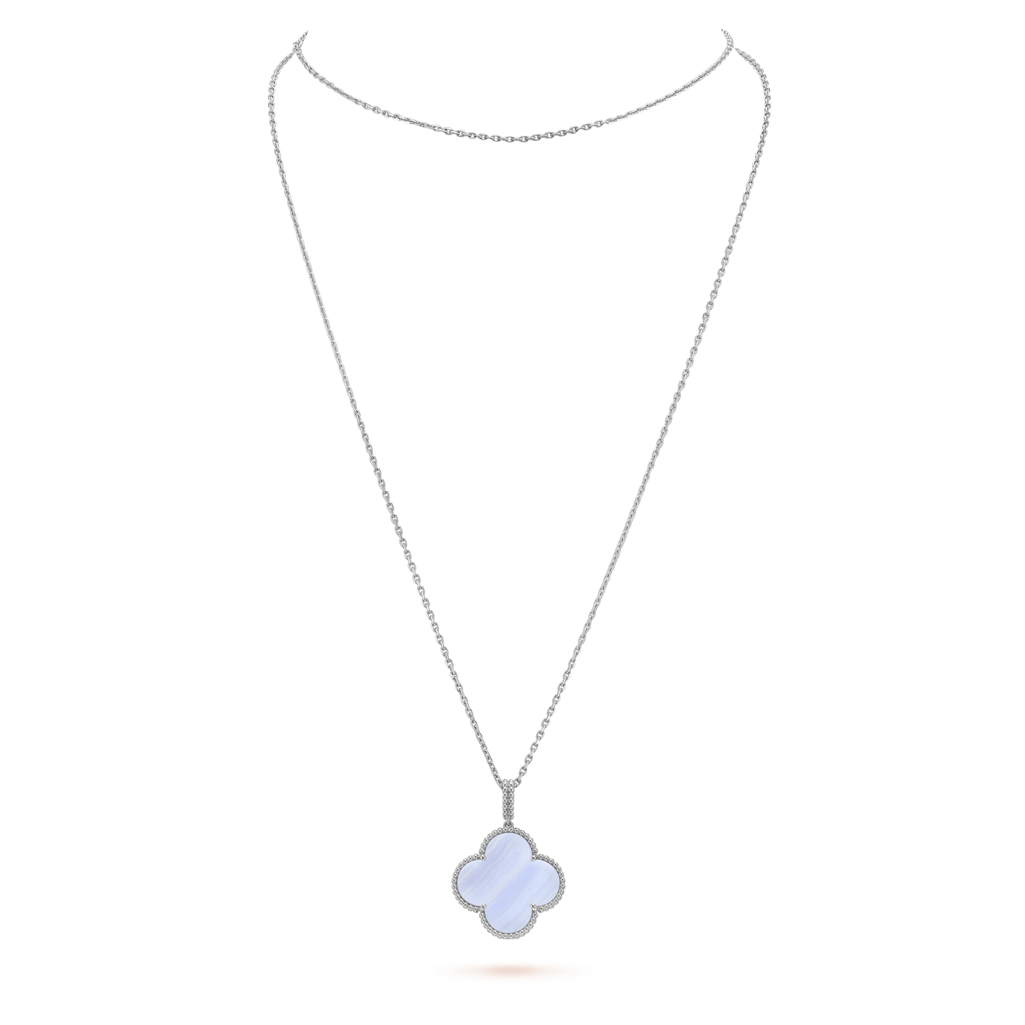 ¡®Moco¡¯CLOVER SILVER CHALCEDONY BIG CLOVER NECKLACE