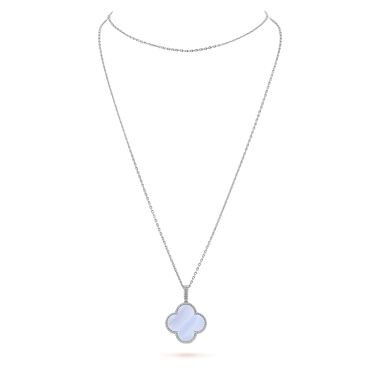 ¡®Moco¡¯CLOVER SILVER CHALCEDONY BIG CLOVER NECKLACE