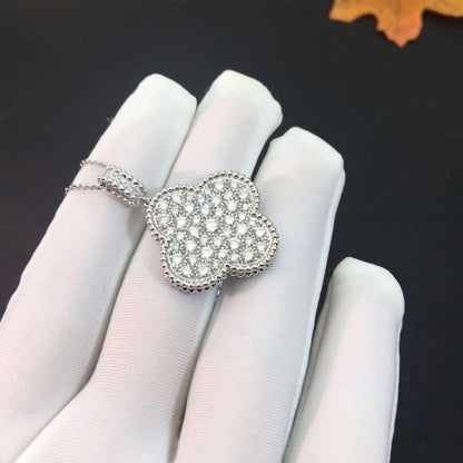 ¡®Moco¡¯CLOVER 25MM SILVER FULL DIAMOND BIG CLOVER NECKLACE