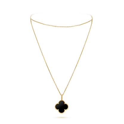 ¡®Moco¡¯CLOVER 25MM GOLD ONYX BIG CLOVER NECKLACE