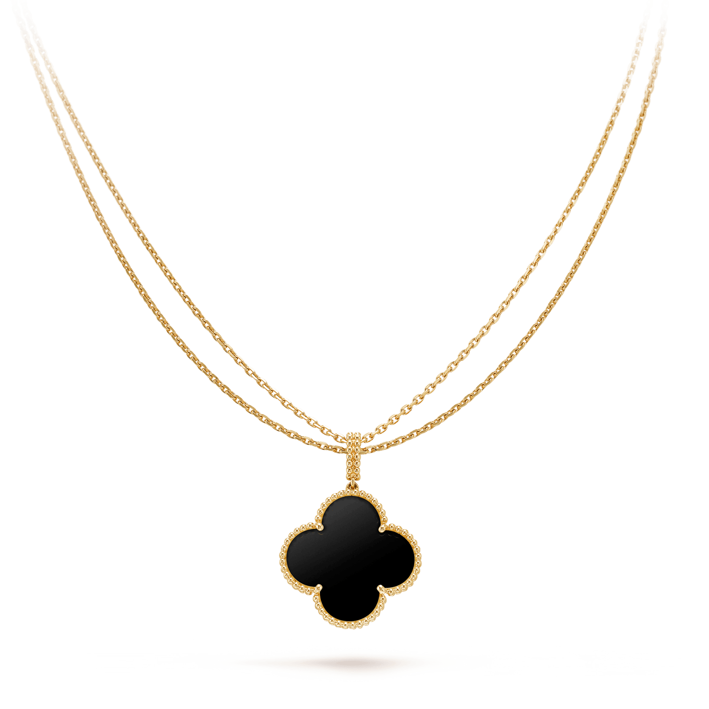 ¡®Moco¡¯CLOVER 25MM GOLD ONYX BIG CLOVER NECKLACE